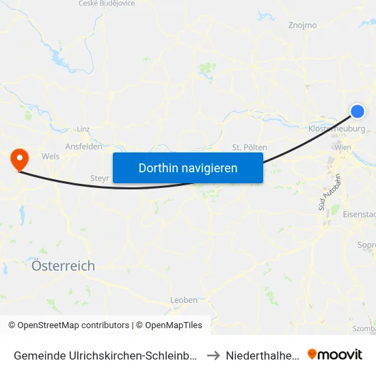 Gemeinde Ulrichskirchen-Schleinbach to Niederthalheim map