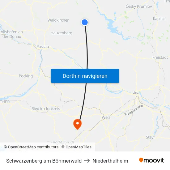 Schwarzenberg am Böhmerwald to Niederthalheim map