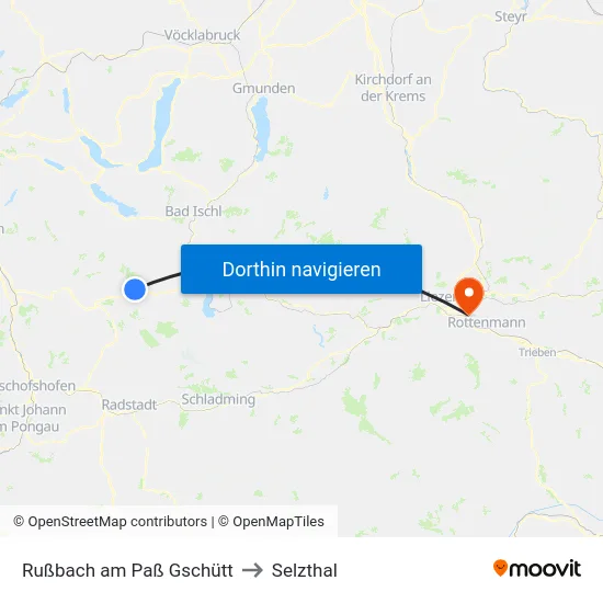 Rußbach am Paß Gschütt to Selzthal map
