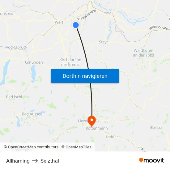 Allhaming to Selzthal map
