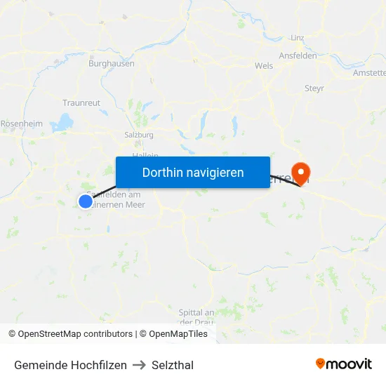 Gemeinde Hochfilzen to Selzthal map