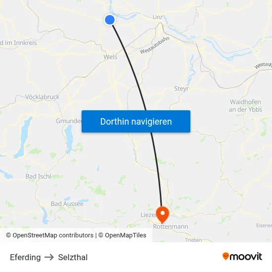 Eferding to Selzthal map