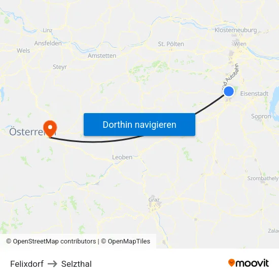 Felixdorf to Selzthal map