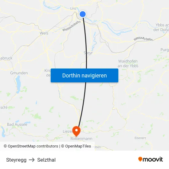 Steyregg to Selzthal map