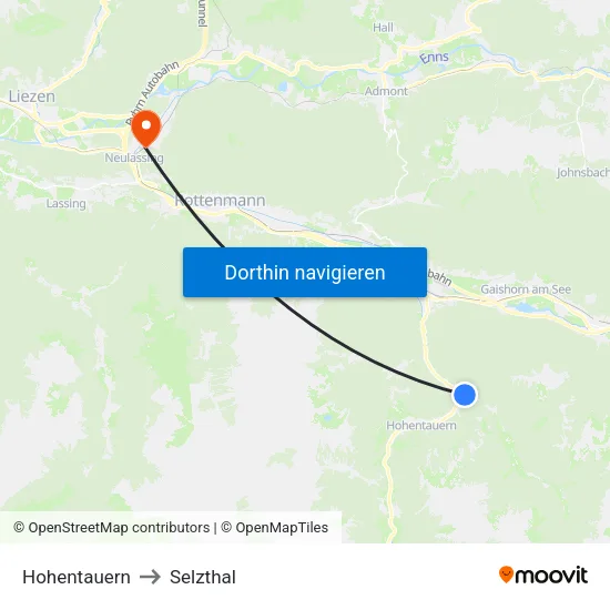 Hohentauern to Selzthal map