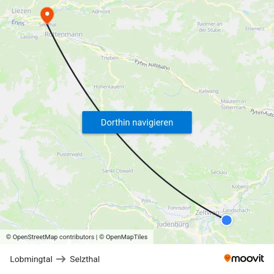 Lobmingtal to Selzthal map