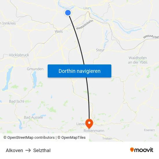 Alkoven to Selzthal map
