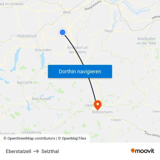 Eberstalzell to Selzthal map