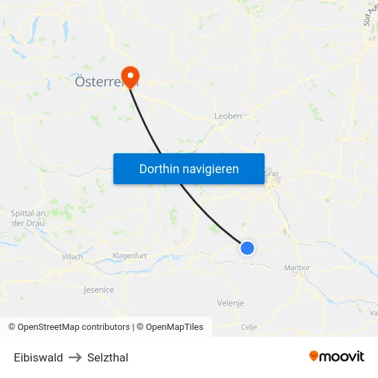 Eibiswald to Selzthal map