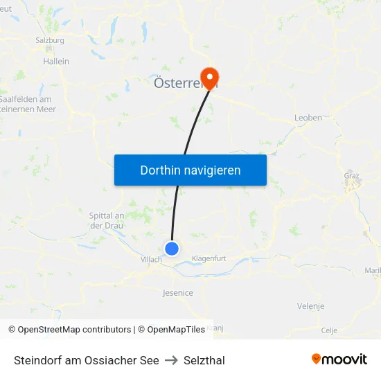 Steindorf am Ossiacher See to Selzthal map