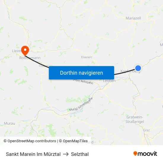 Sankt Marein Im Mürztal to Selzthal map