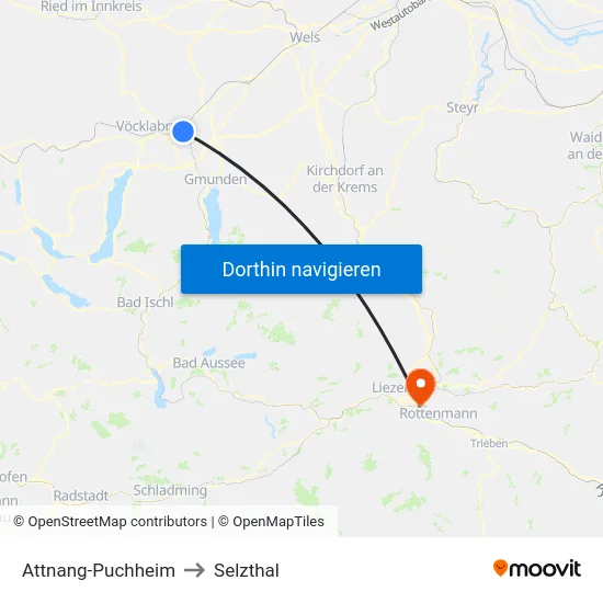 Attnang-Puchheim to Selzthal map