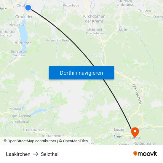 Laakirchen to Selzthal map