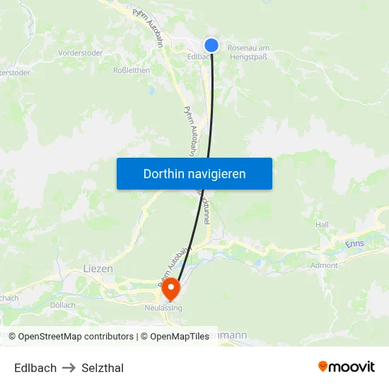 Edlbach to Selzthal map
