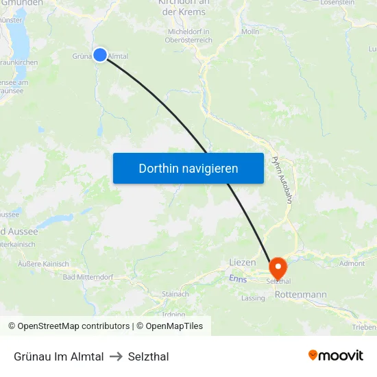 Grünau Im Almtal to Selzthal map