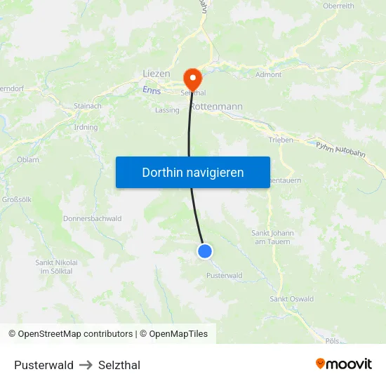 Pusterwald to Selzthal map