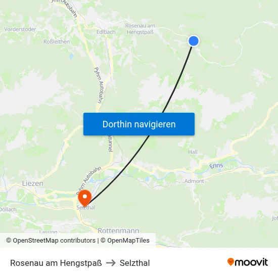 Rosenau am Hengstpaß to Selzthal map