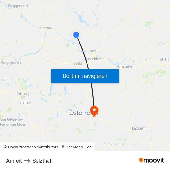Arnreit to Selzthal map