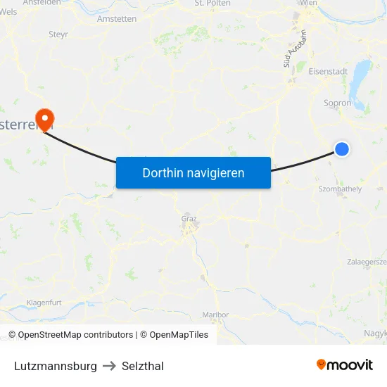 Lutzmannsburg to Selzthal map