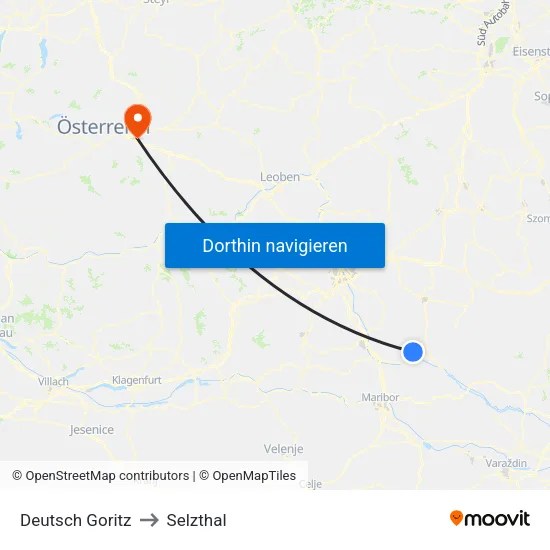 Deutsch Goritz to Selzthal map