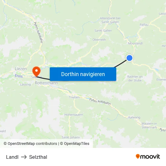 Landl to Selzthal map