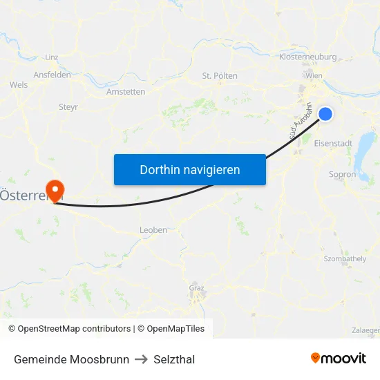 Gemeinde Moosbrunn to Selzthal map