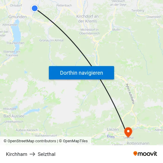 Kirchham to Selzthal map