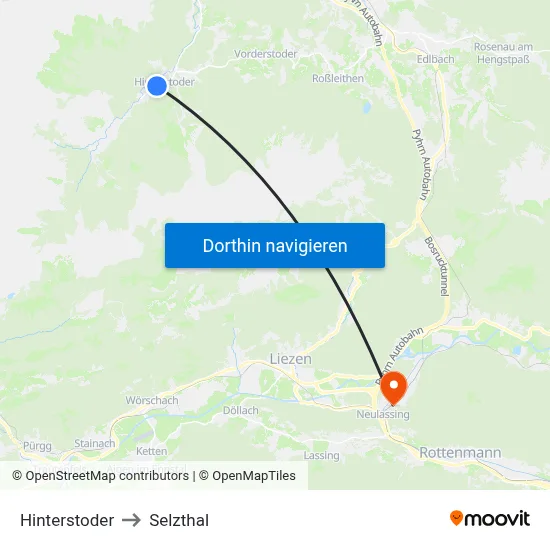 Hinterstoder to Selzthal map