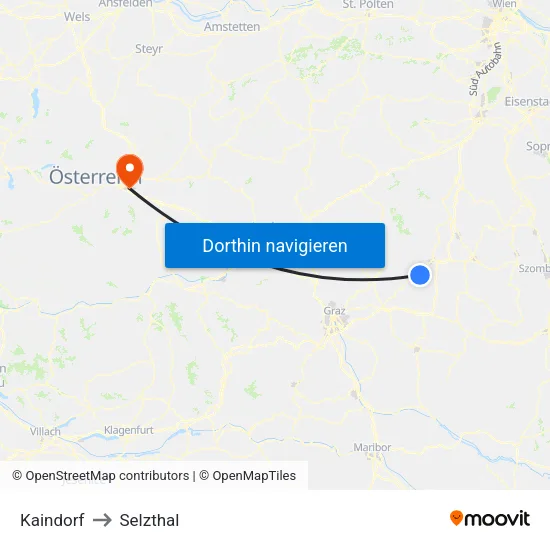 Kaindorf to Selzthal map
