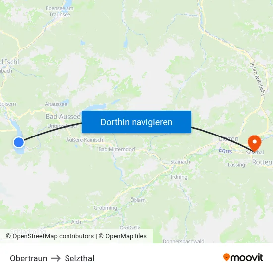 Obertraun to Selzthal map