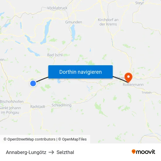 Annaberg-Lungötz to Selzthal map