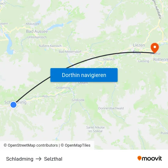 Schladming to Selzthal map