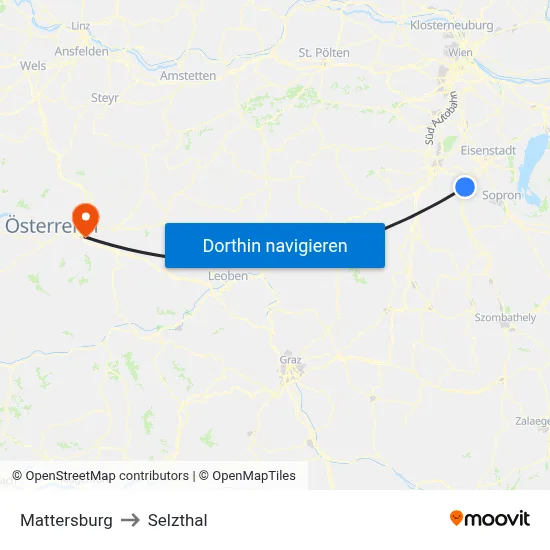 Mattersburg to Selzthal map