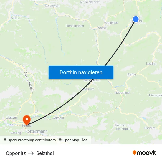 Opponitz to Selzthal map