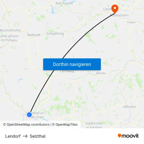 Lendorf to Selzthal map
