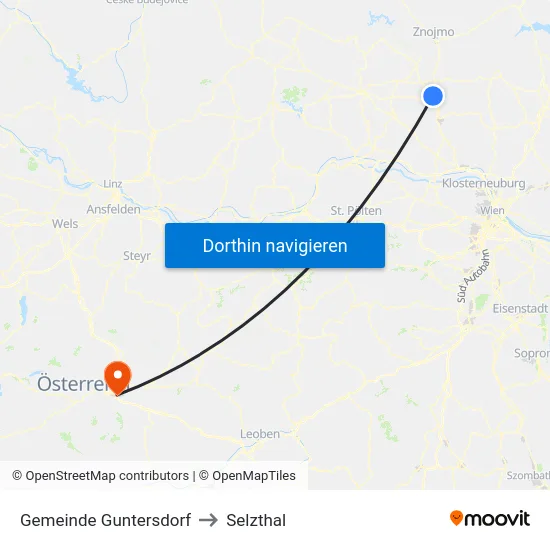 Gemeinde Guntersdorf to Selzthal map