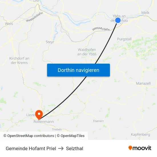 Gemeinde Hofamt Priel to Selzthal map