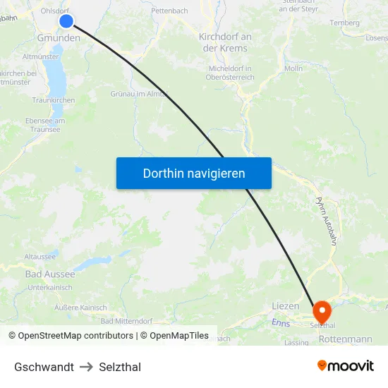 Gschwandt to Selzthal map