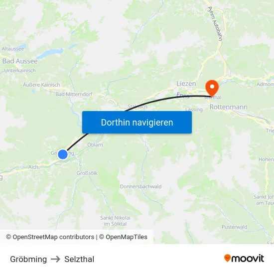 Gröbming to Selzthal map
