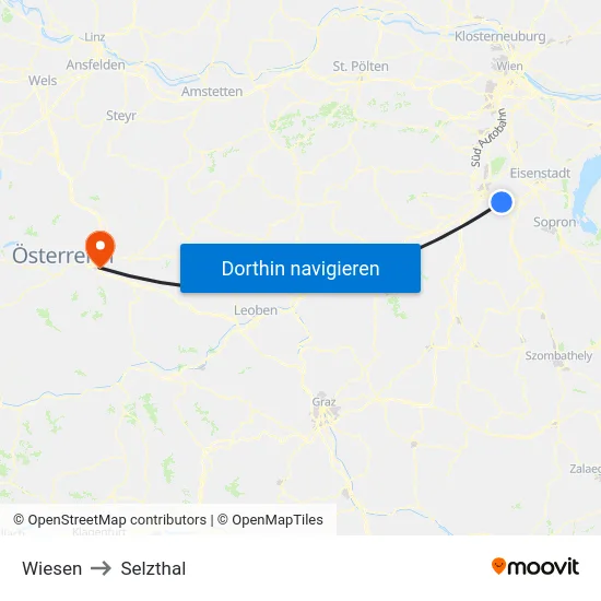 Wiesen to Selzthal map