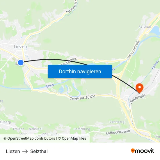 Liezen to Selzthal map