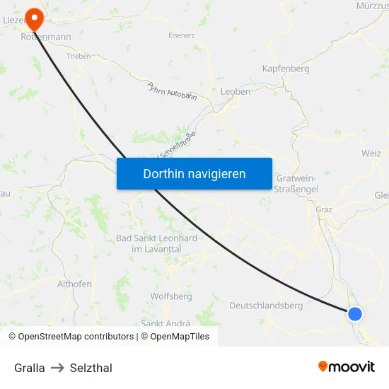 Gralla to Selzthal map