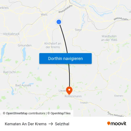 Kematen An Der Krems to Selzthal map