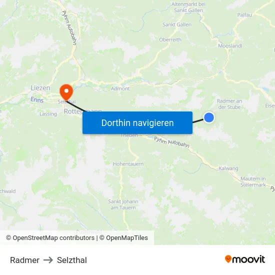 Radmer to Selzthal map