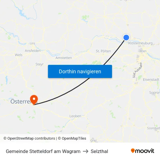 Gemeinde Stetteldorf am Wagram to Selzthal map
