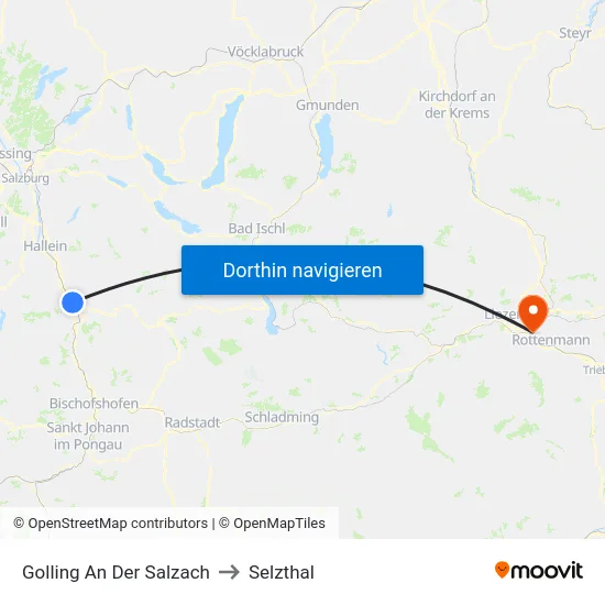 Golling An Der Salzach to Selzthal map