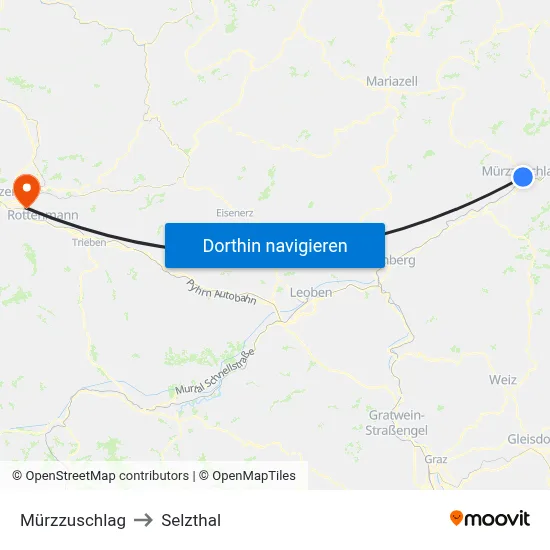 Mürzzuschlag to Selzthal map