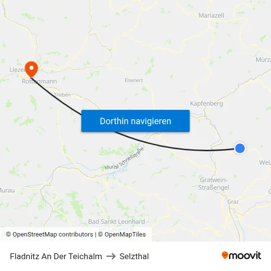 Fladnitz An Der Teichalm to Selzthal map