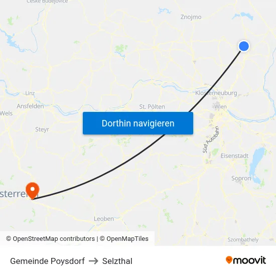 Gemeinde Poysdorf to Selzthal map