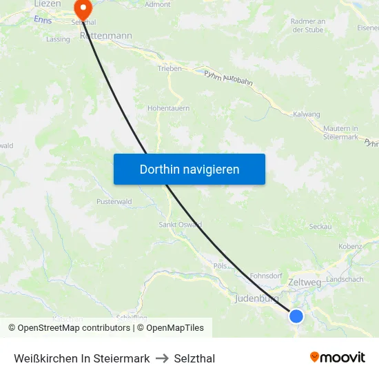 Weißkirchen In Steiermark to Selzthal map